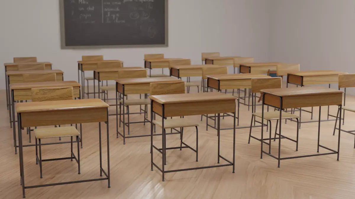 Chair and Table School Free low-poly 3D model