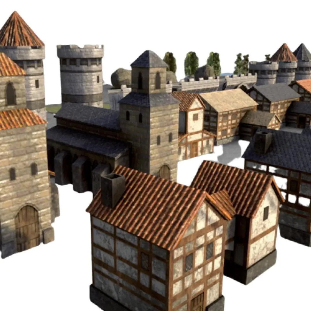medieval city low-poly 3D model purchase