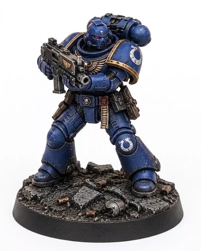 Blue Power Armor Sci Fi Warrior STL Miniature Figure 3D print model