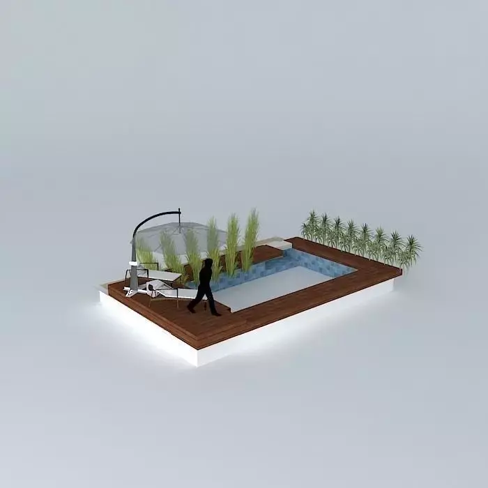 Pool deck and lounging area Free 3D model