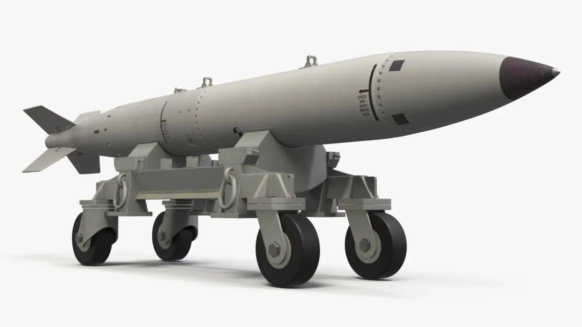Nuclear Aircraft Bomb with Transport Trolley 3D model purchase