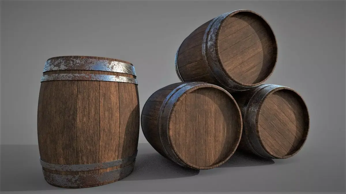 Wooden Barrel Free low-poly 3D model 10