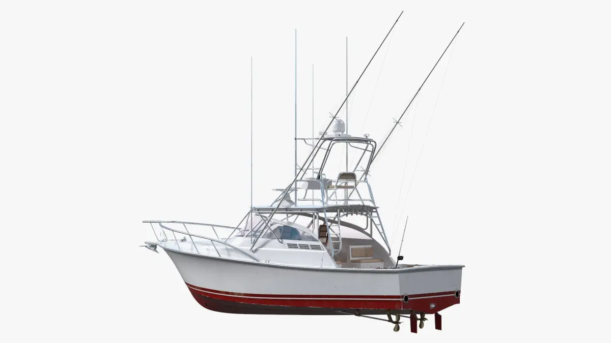 Used Sports Fishing Boat Henriques 35 Red 3D model