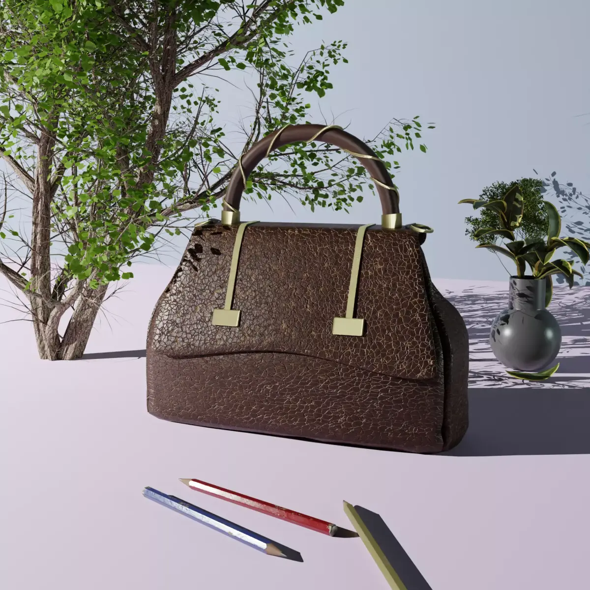 Leather HandBag 3D PBR Texture Free low-poly 3D model
