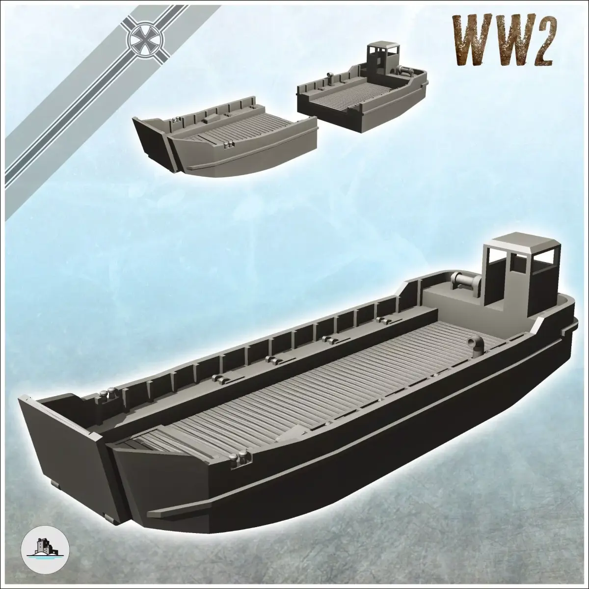 Pionierlandungsboot Pilabo 41 transport boat - Modern WW2 WW1 Wo 3D print model