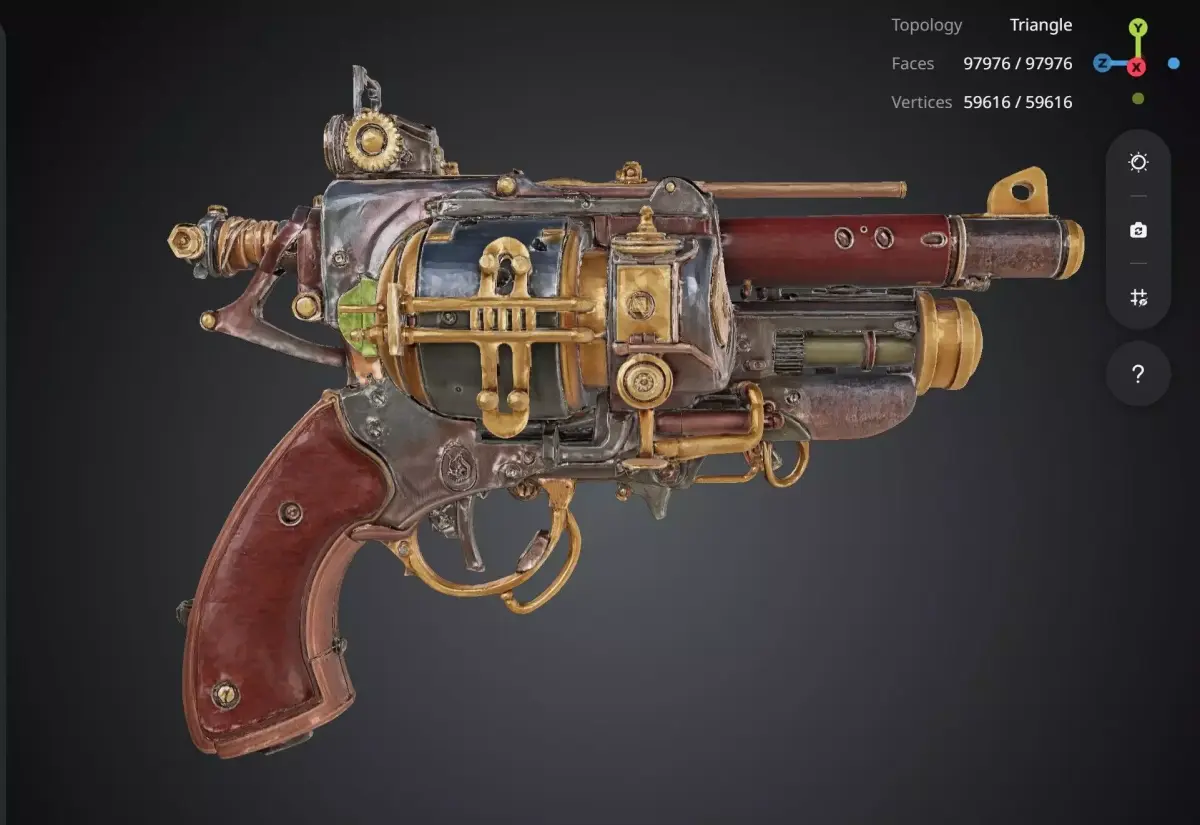 Steampunk Pistol 3D model get