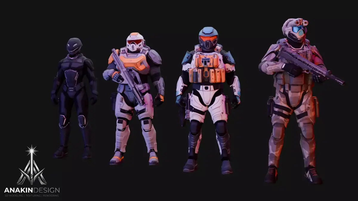 Sci-Fi Soldiers v2 3D Model 3D model