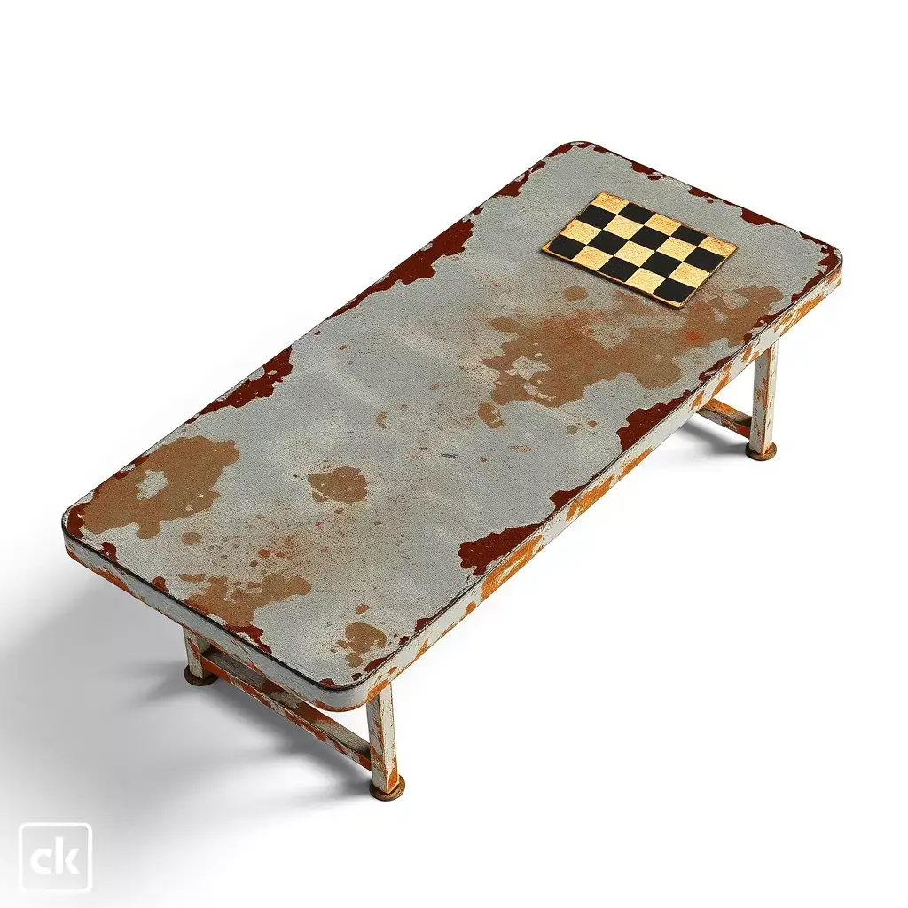 Rusty Distressed Metal Bench Low-poly 3D model