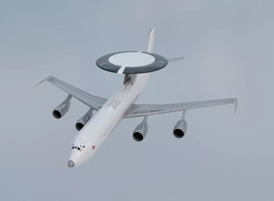 E-3B Style AWACS Radar Plane - Custom 1950s Modernized Jet Low-poly 3D model