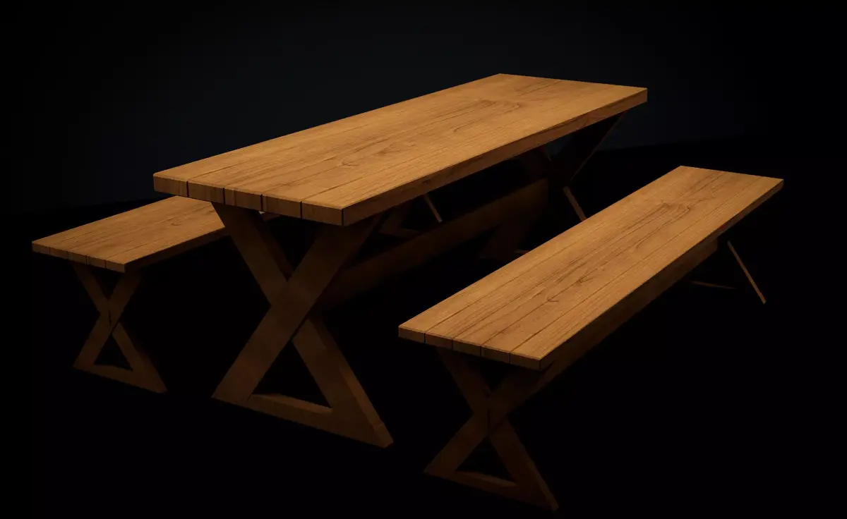 OUTDOOR CHAIR WITH TABLE Low-poly 3D model