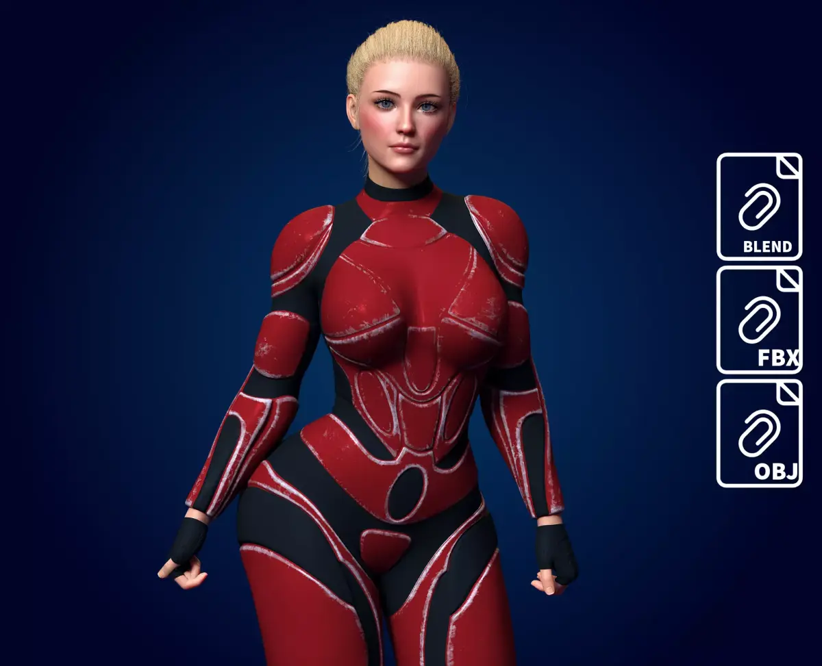 Realistic Detailed Sci-Fi Woman - Silvi Low-poly 3D model