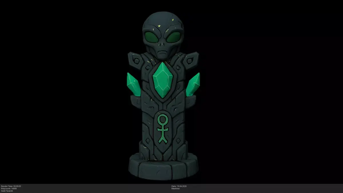 Stylized Emerald Alien Monolith Game Ready - AI Low-poly 3D model