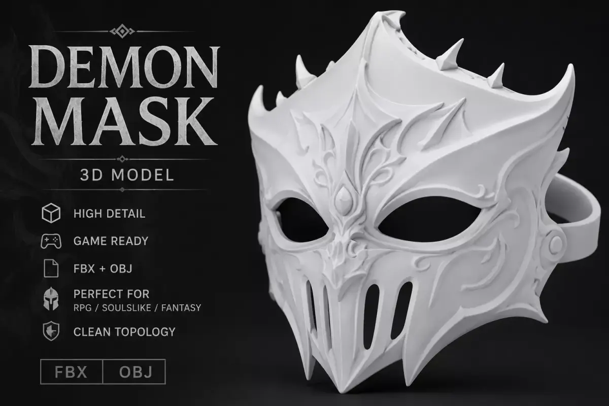 Dark Gothic Knight Mask 3D Model 3D model