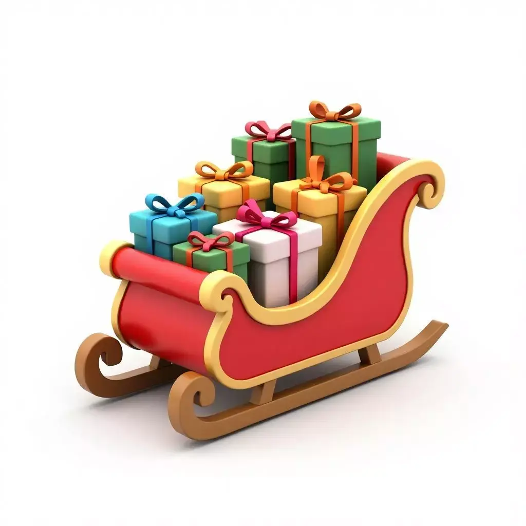 Stylized Santa Claus Sleigh 3D Model Low-poly 3D model purchase