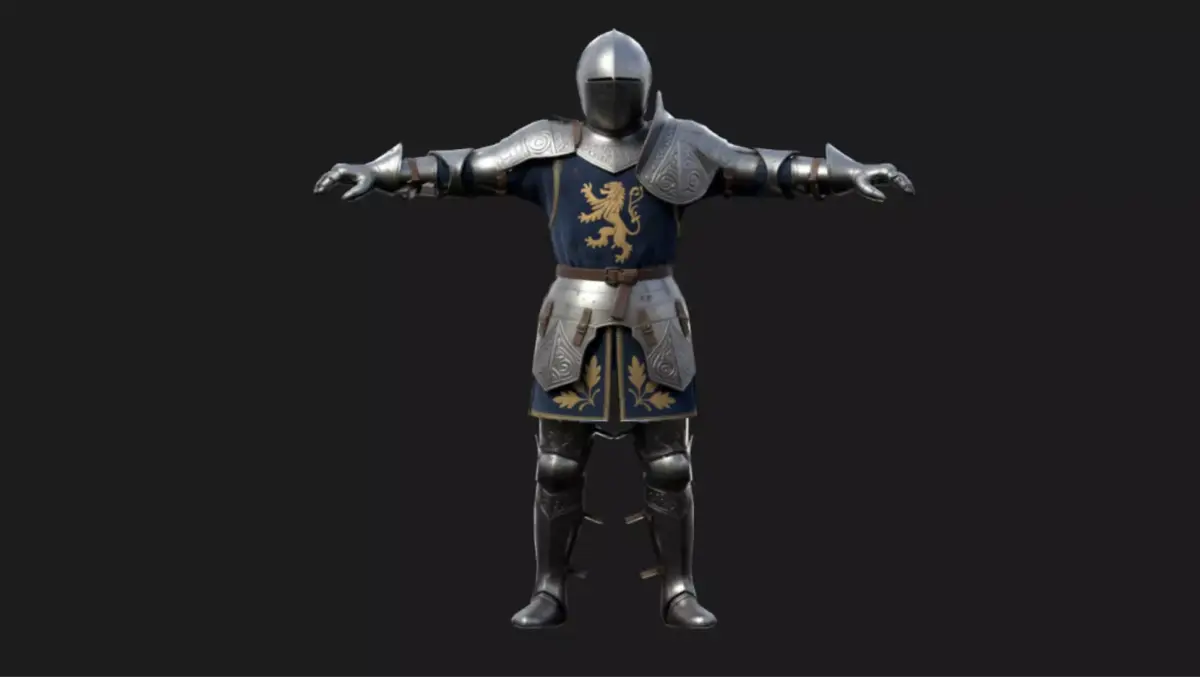 Blue Tunic Crusader Rigged Low-poly 3D model