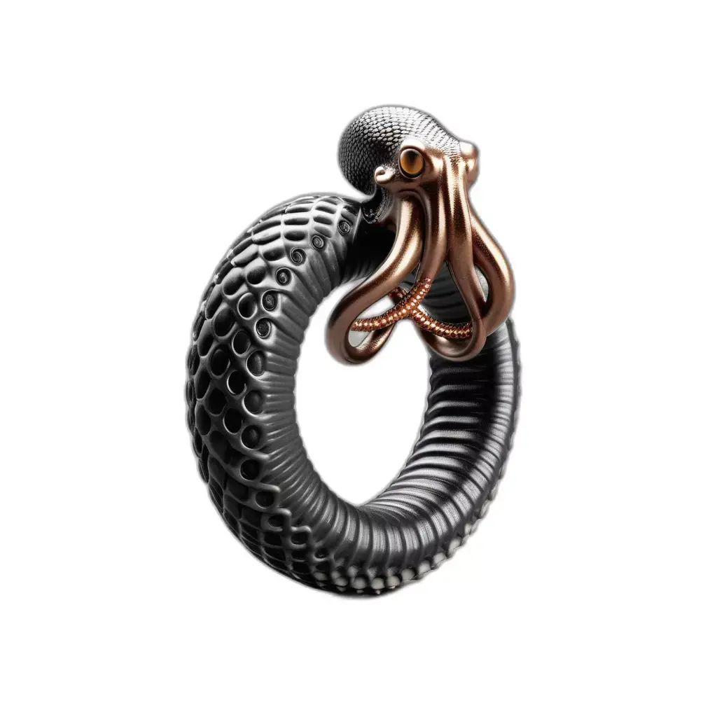 Stylized Metallic Octopus Ring Sculpture Low-poly 3D model purchase