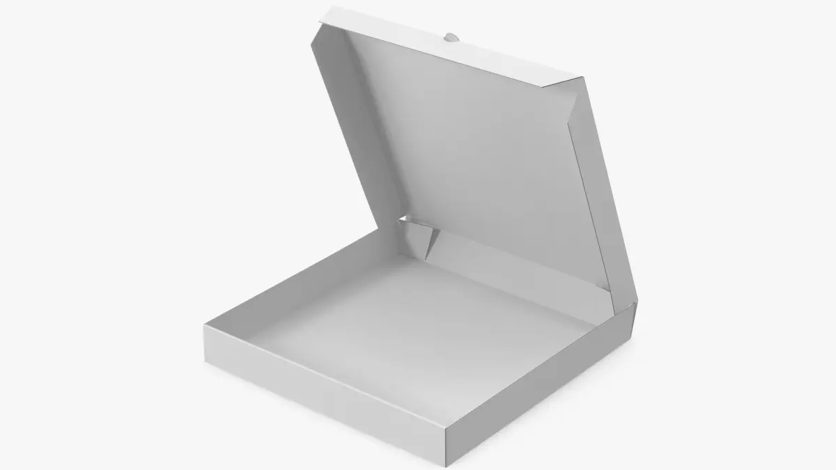 Pizza Box White Paper 12 inch Open Mockup 3D model