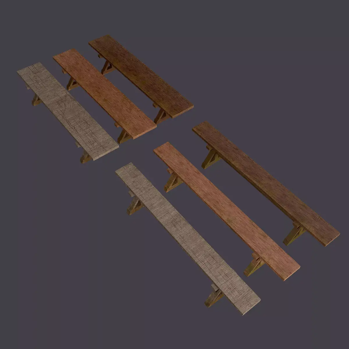 Wooden Tables Wide and Thin Free low-poly 3D model