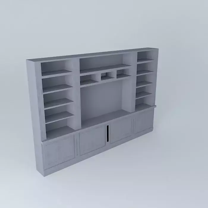 Bookcase entertainment center with shelves Free 3D model