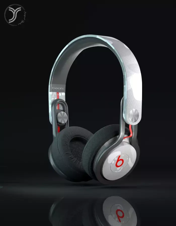 Beats Mixr custom white Camo 3D model