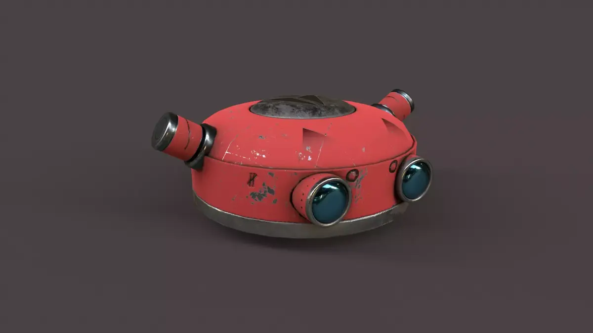 Old Robot Head V2 Low-poly 3D model
