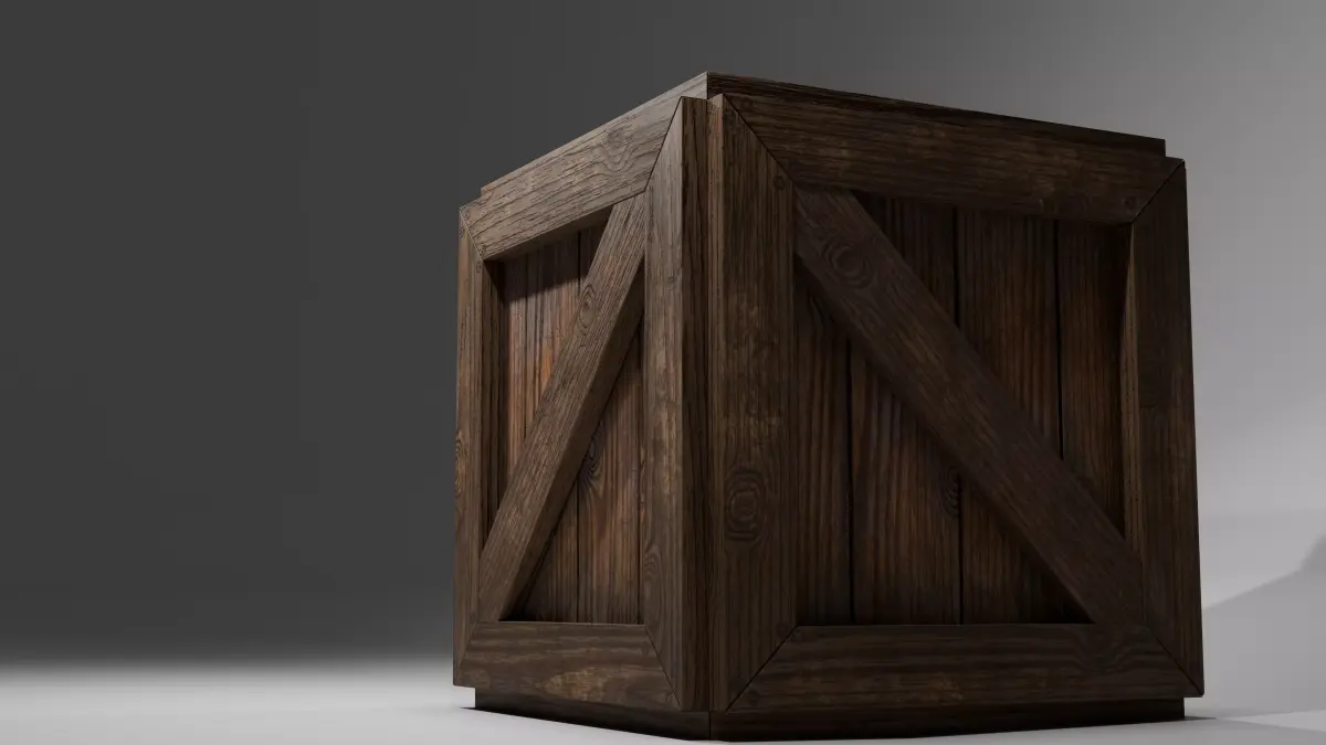 Wooden Box Low-poly 3D model 13