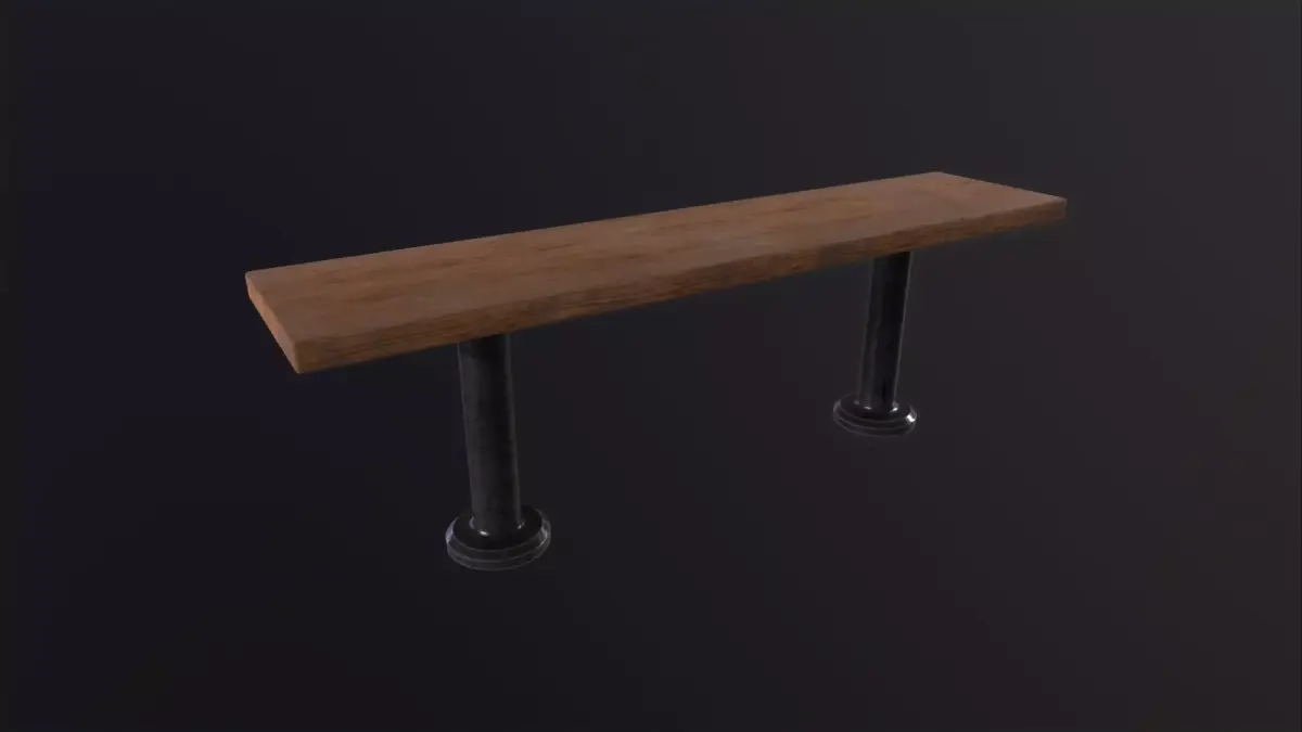 Old Wooden Bench 3D Model Low-poly 3D model
