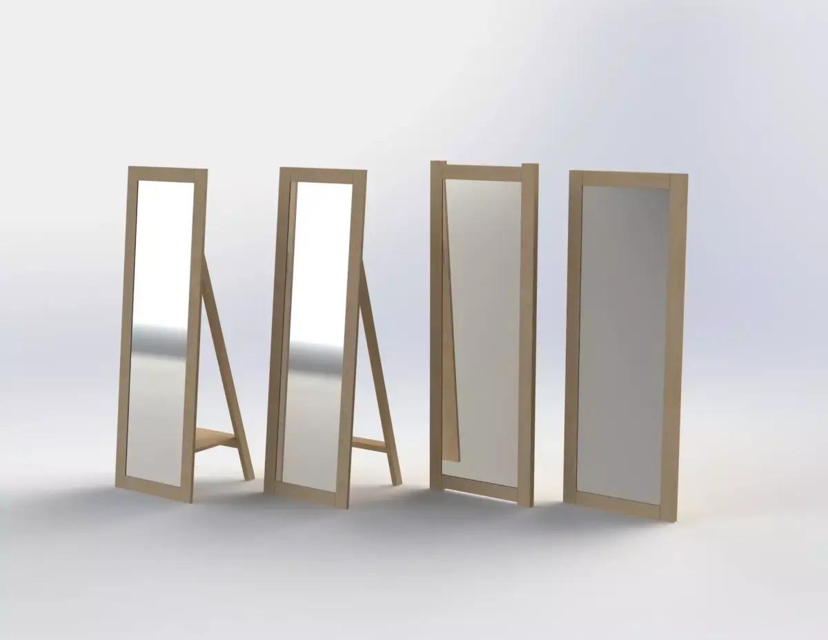 mirrors four wooden Free 3D model
