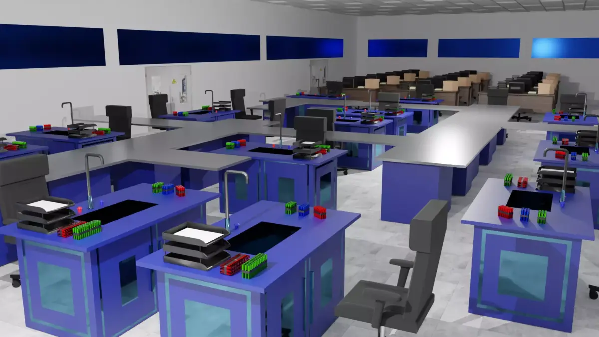 Laboratory Interior Low-poly 3D model 2
