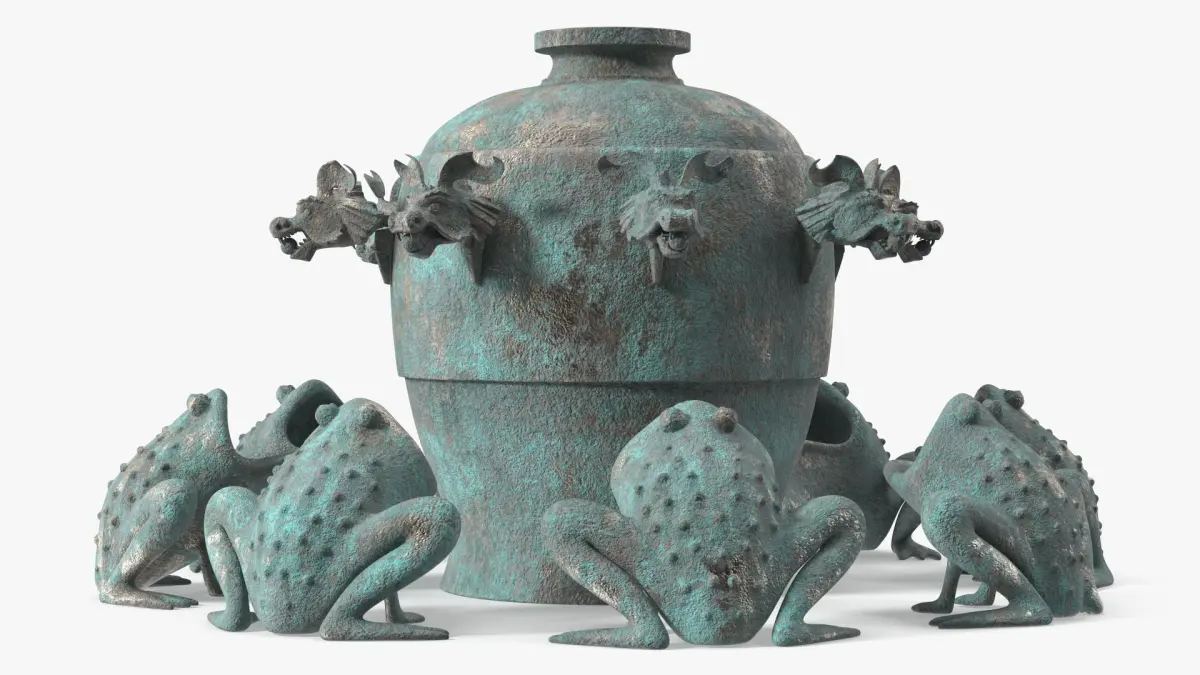 Han Dynasty Ancient Seismograph with Patina 3D model