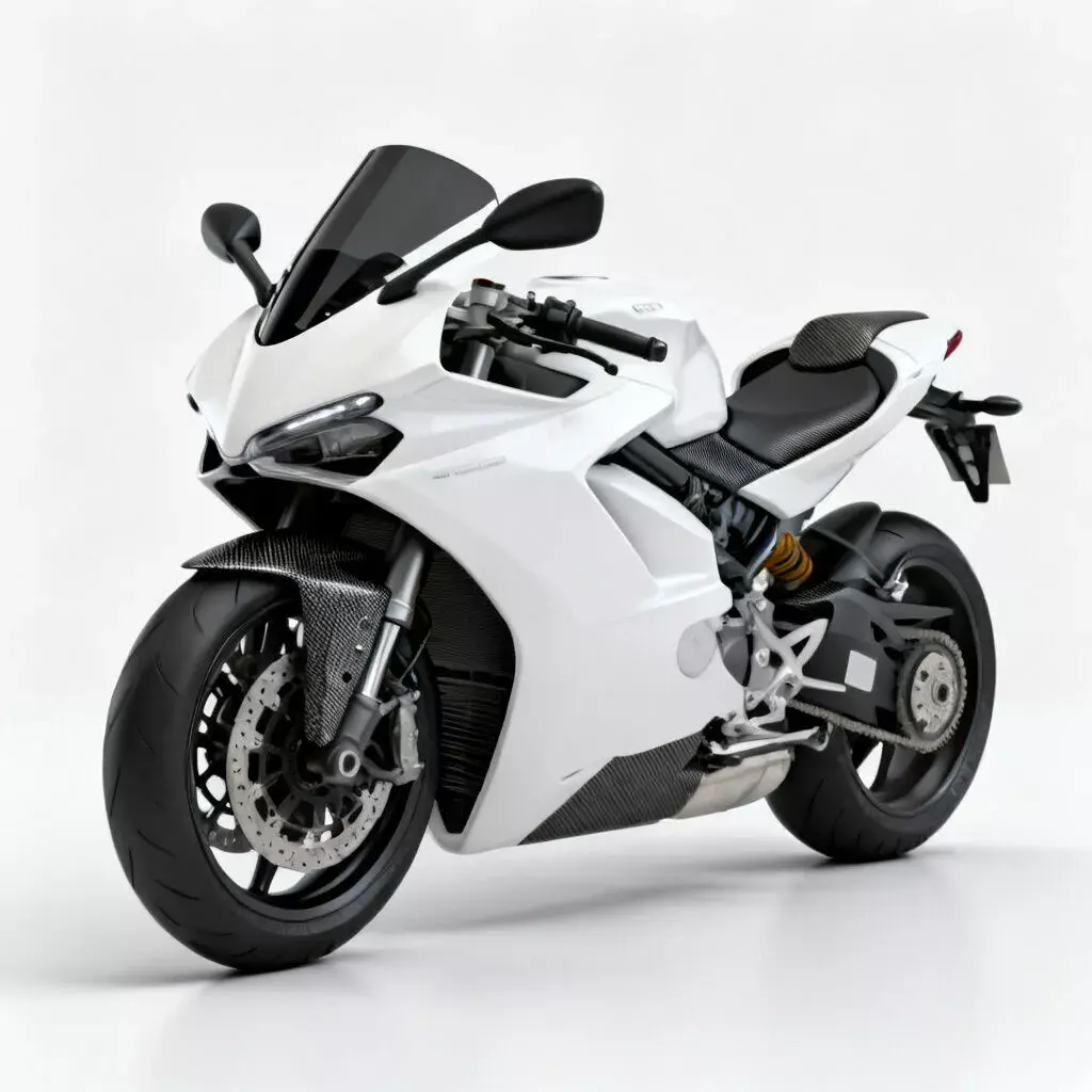 Modern Sport Bike White Motorcycle 3d model Low-poly 3D model
