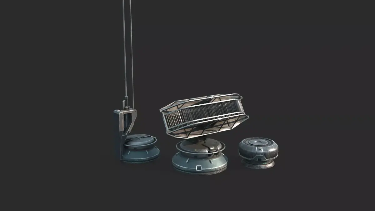 Radar antenna of future sci-fi facilities 3D model