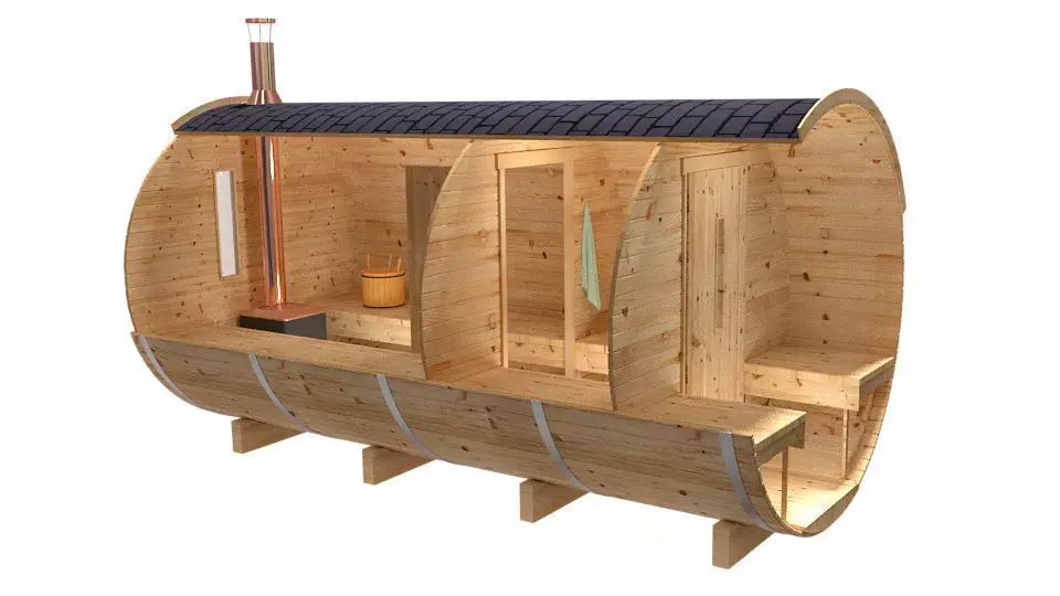 Bathhouse wooden barrel sauna 3D model