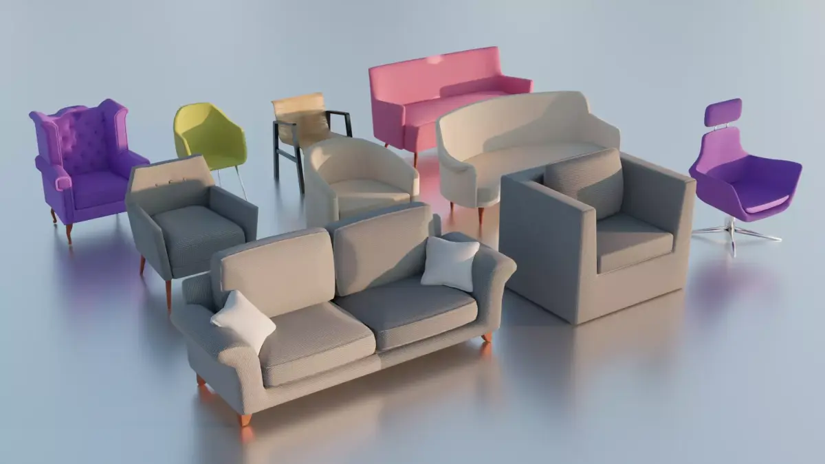 Armchair Pack Free low-poly 3D model