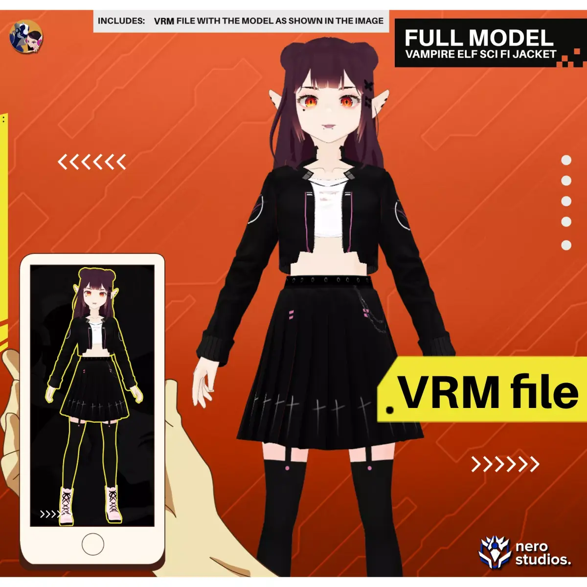 VRM VAMPIRE ELF GOTHIC GIRL SCI FI BLACK STYLE 3D model
