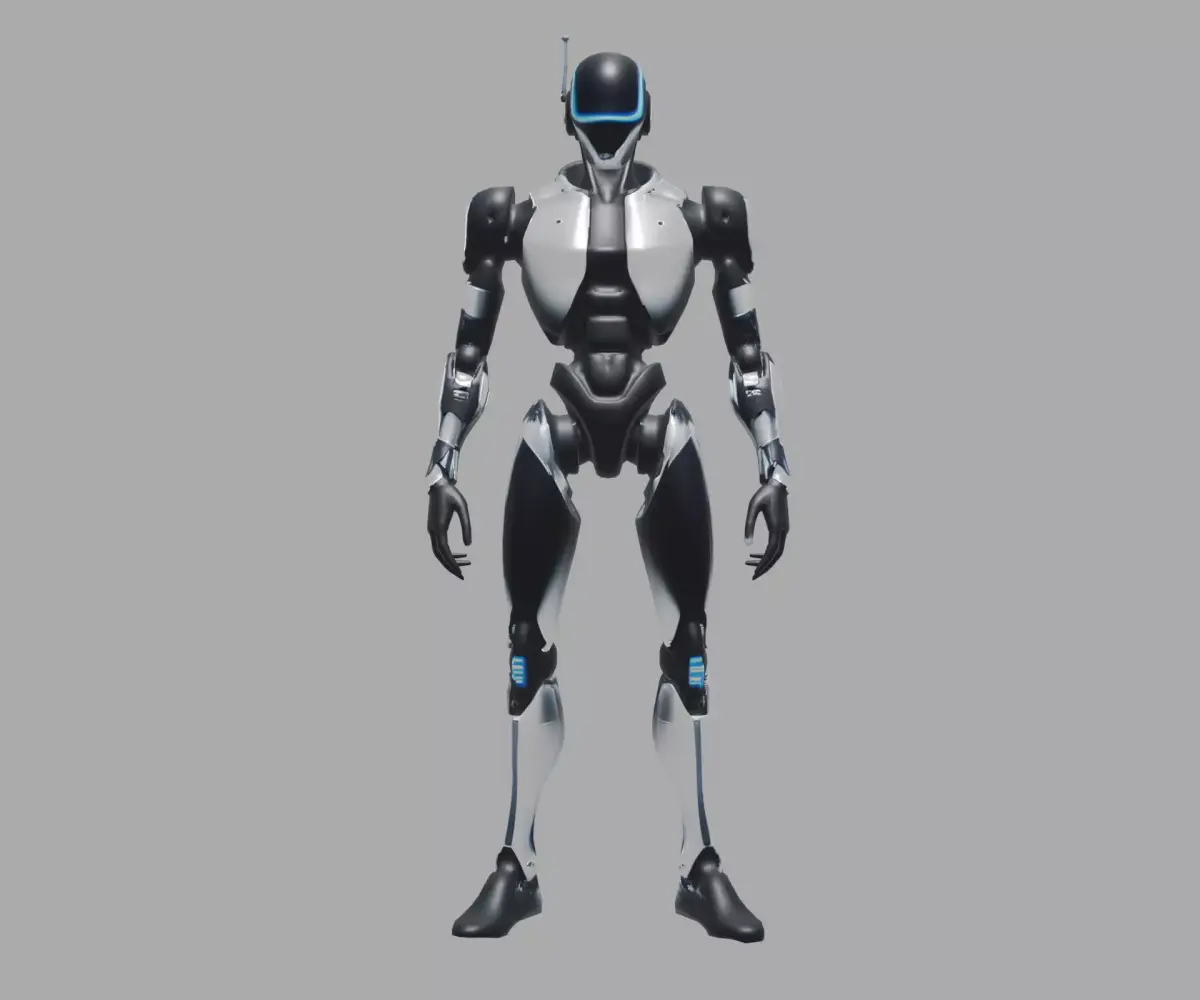 Sci Fi Black White Robot Low-poly 3D model