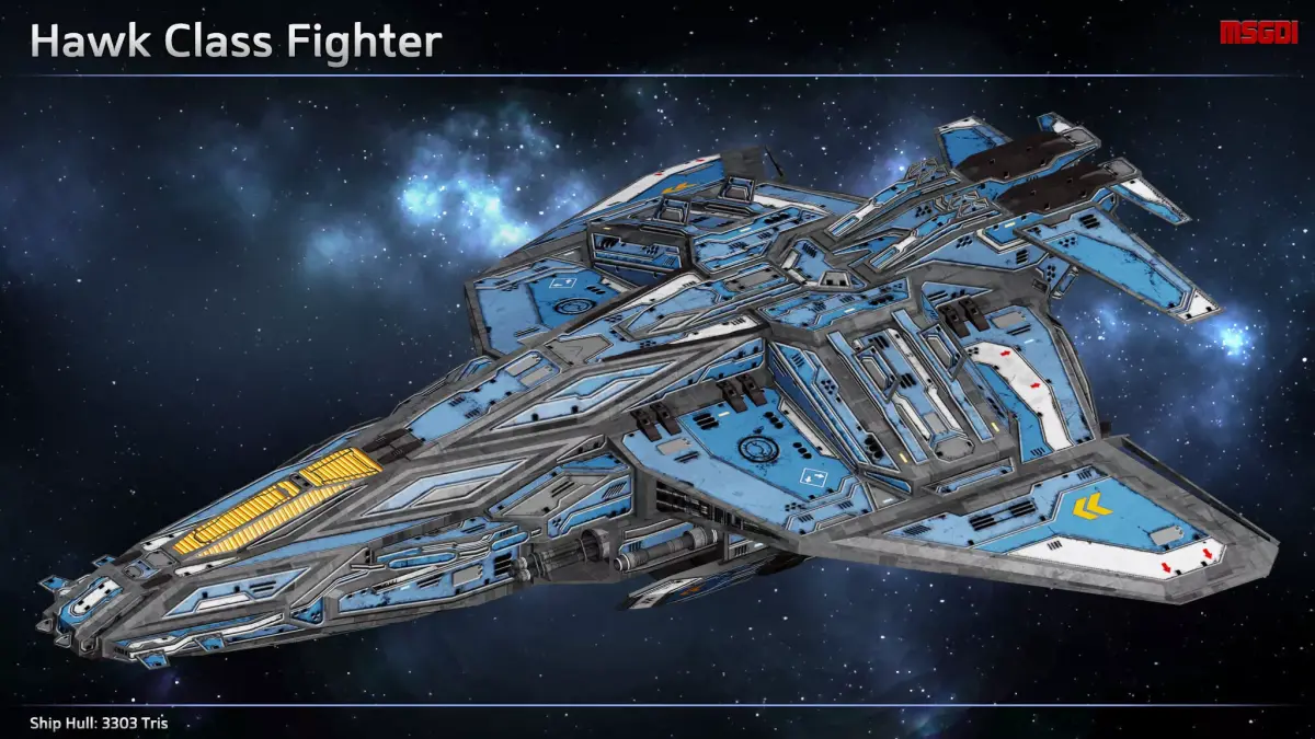 Spaceship Fighter Hawk Low-poly 3D model