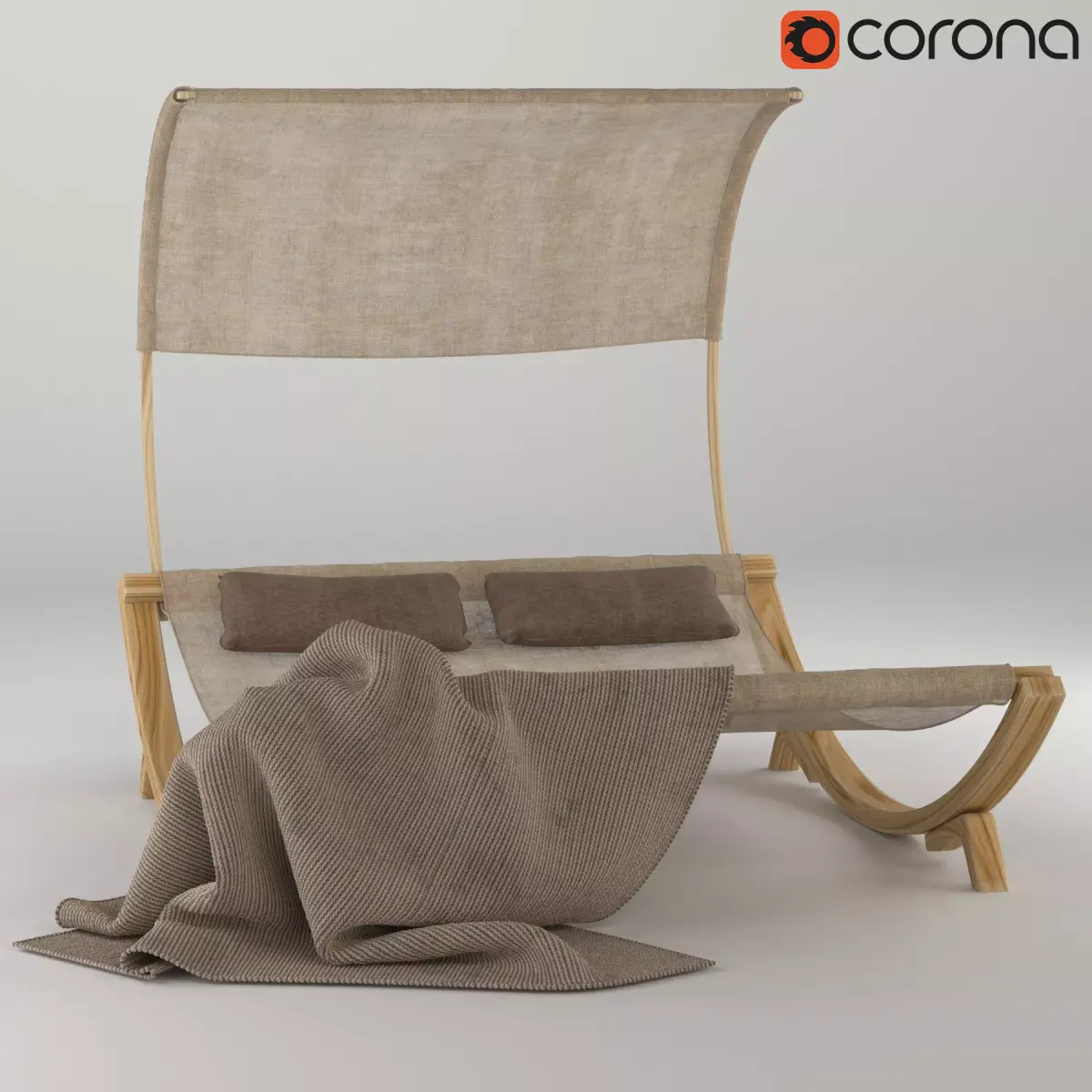 Maura Double Chaise Lounge with Cushion  Free 3D model