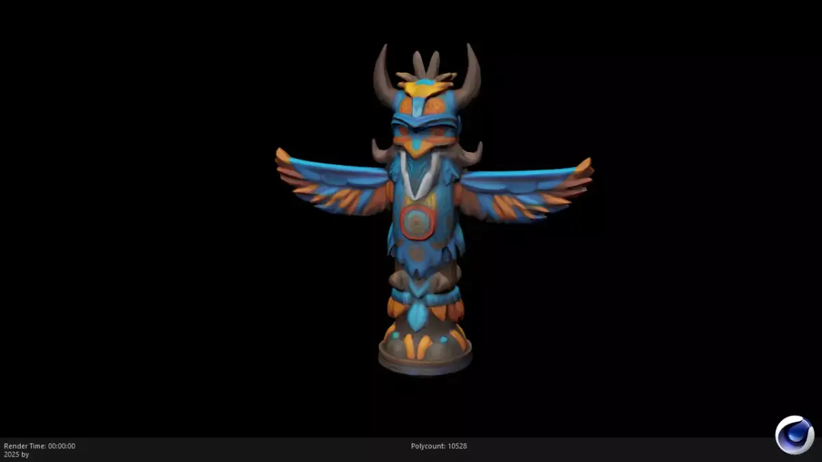 Low Poly Stylized Aztec Totem AI Low-poly 3D model
