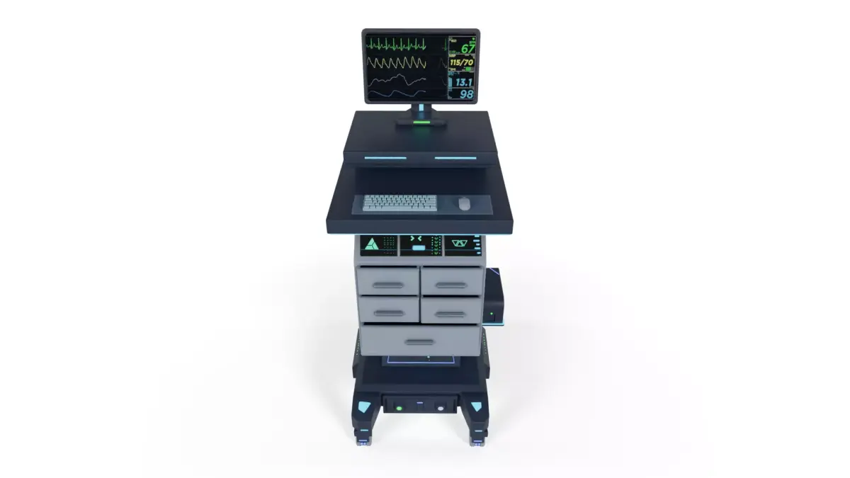 Sci-Fi Medical Monitor Cart Low-poly 3D model