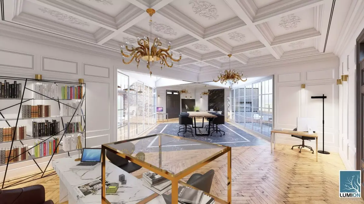 Office design skp with lumion rendering Free 3D model
