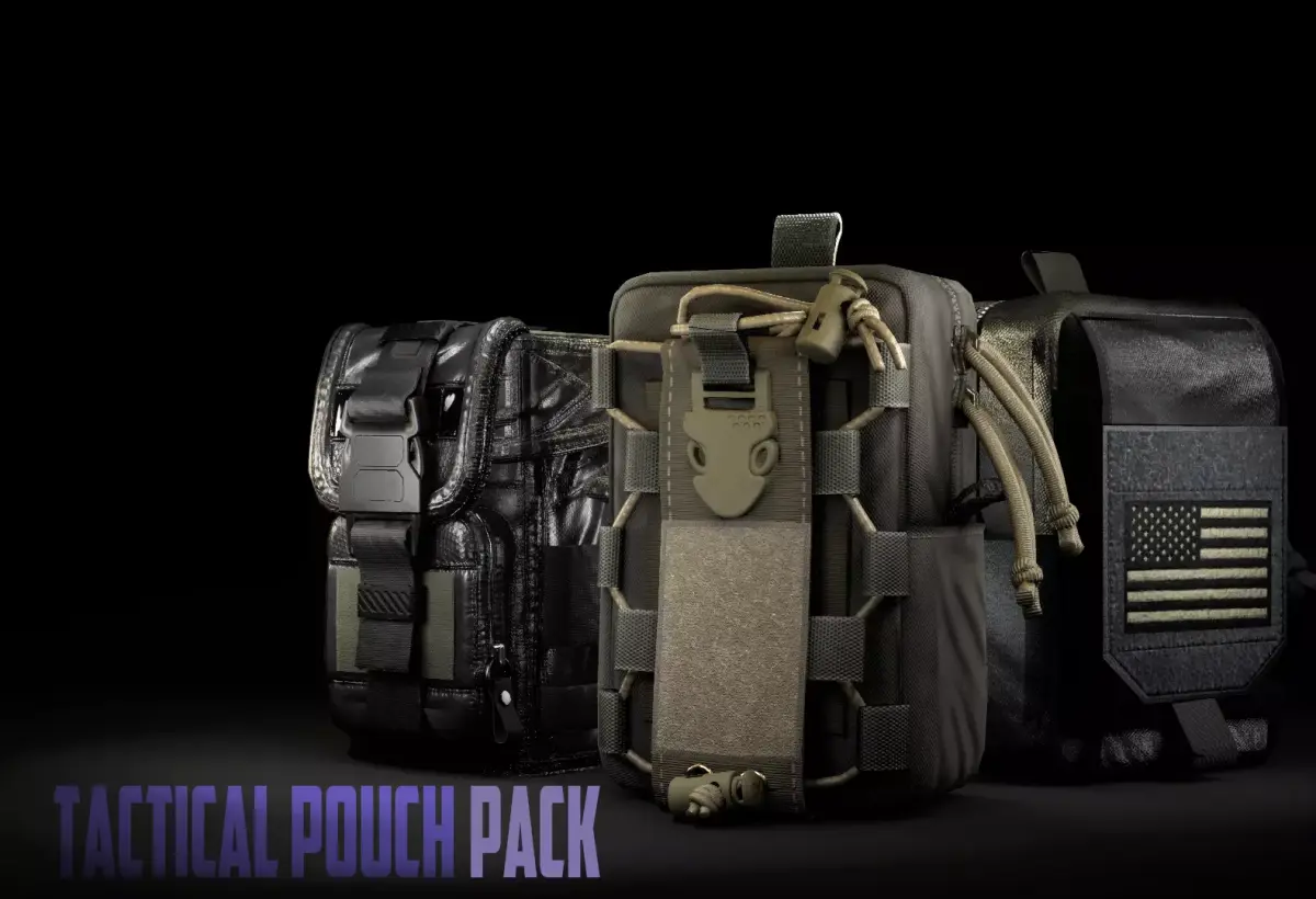 Game Ready Lowpoly Tactical Pouch Pack Low-poly 3D model