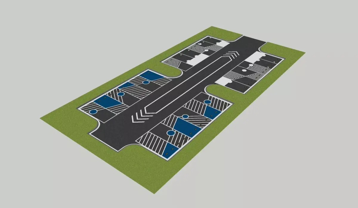 Modern Outdoor Parking Lot with Road Markings 3D model