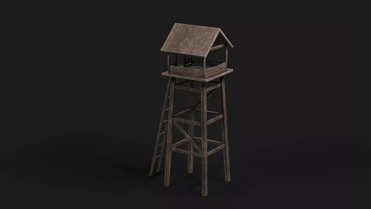 Post Apocalyptic Watch Tower Low-poly 3D model
