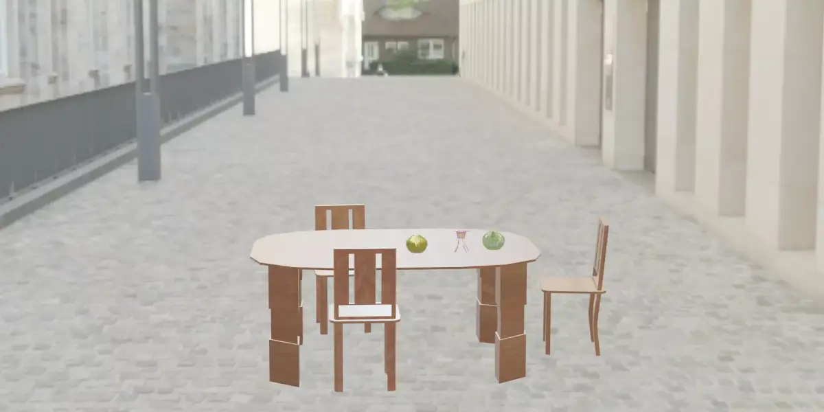 Outdoor scene in a street in Europe Low-poly 3D model