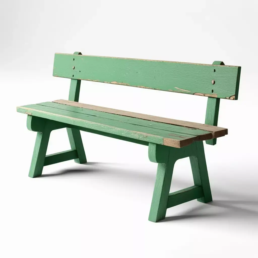 Worn Wooden Bench 3D Model 3D model