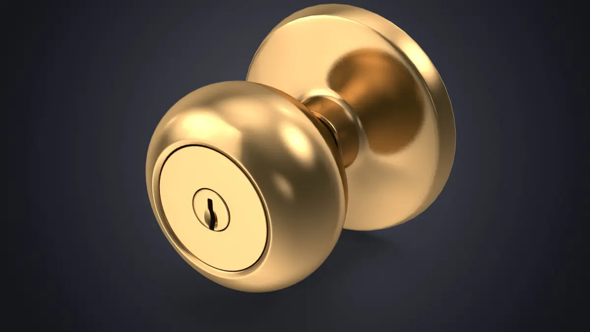 Door Knob Golden With Keyhole V02 3D model
