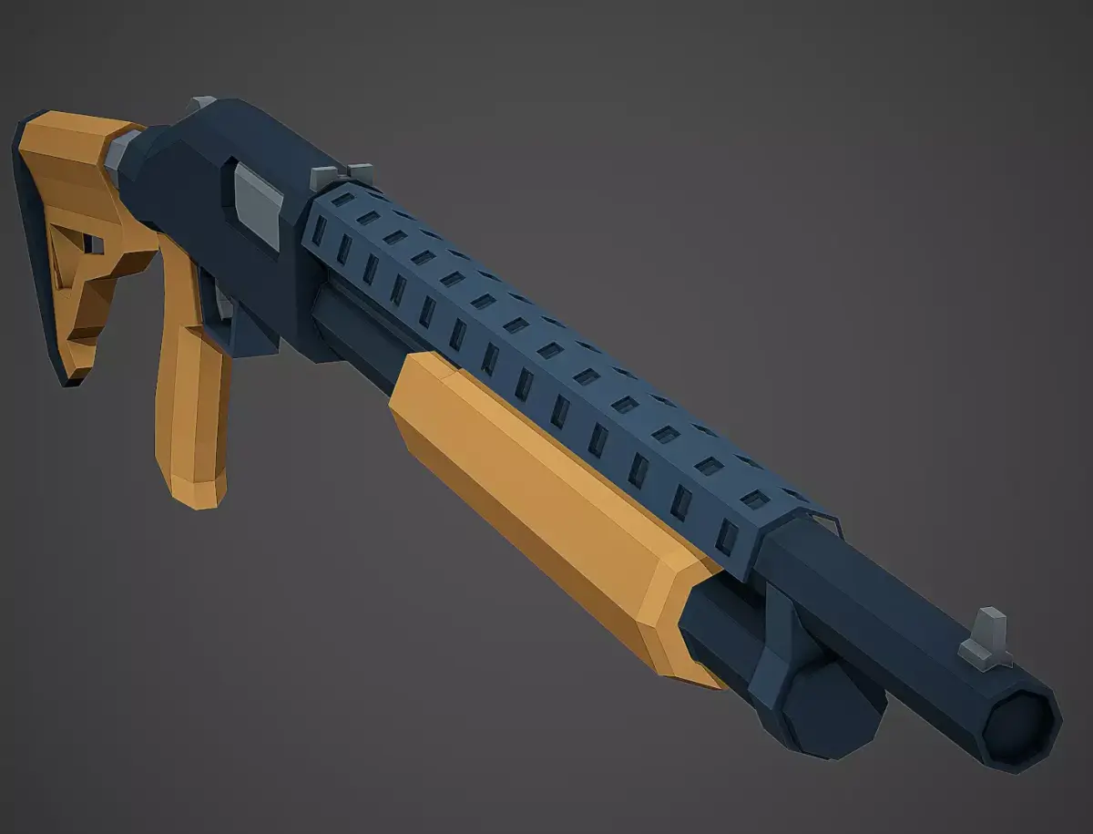 Stylized Mossberg 500 Shotgun Low Poly Mobile Ready Low-poly 3D model