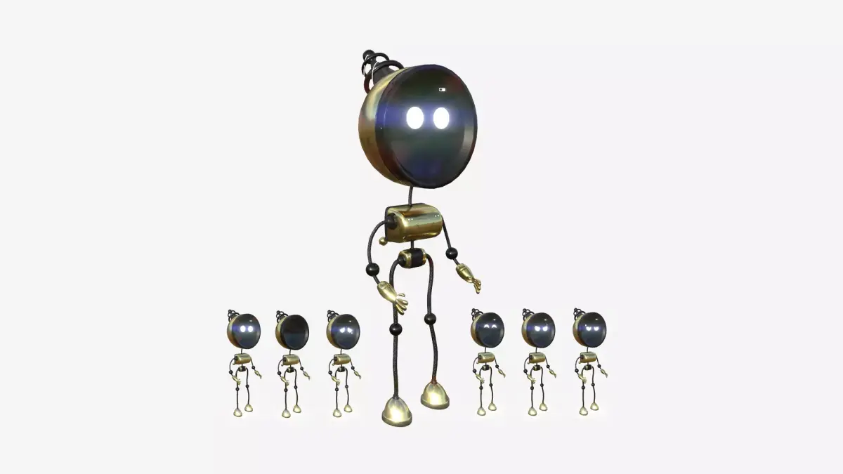 Cute Robot D09 Gold - SciFi Character Design Low-poly 3D model