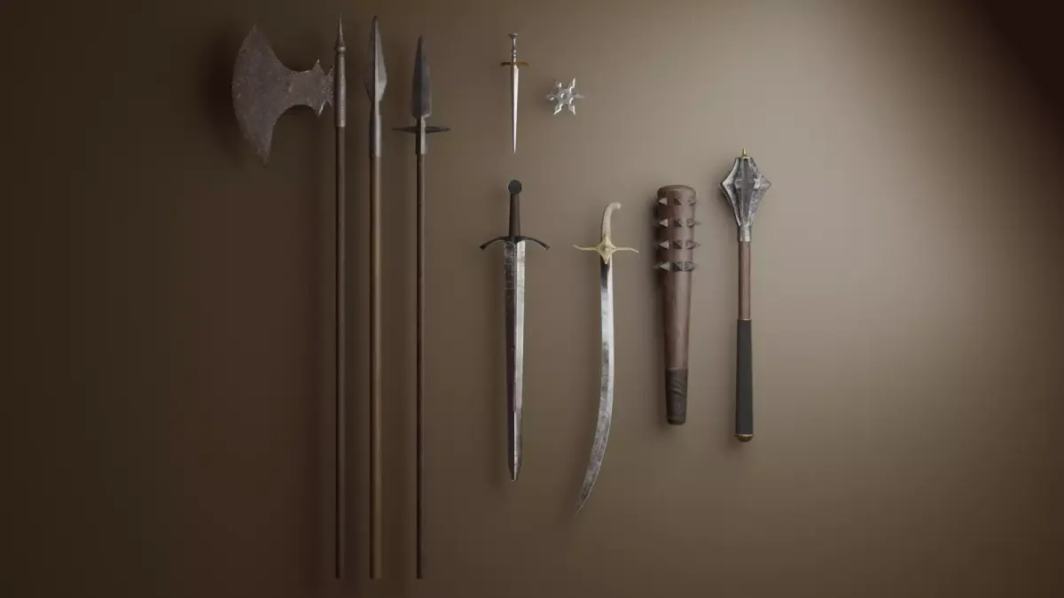 9 Medieval weapons 3D Model Pack